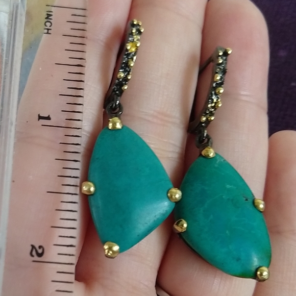 Turquoise sterling silver earrings - Picture 2 of 8